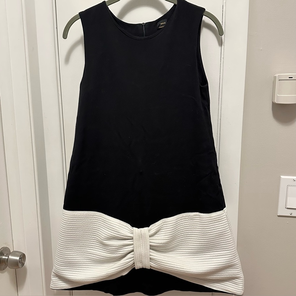 Abigail Canada Black Mini Dress White Bow 10 sleeveless LBD flare cocktail party